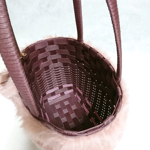 お値下げ！お値下げ！ATAOファー付きかごバッグ 4b0ad6bc8fb45fb0bd21bee079db24