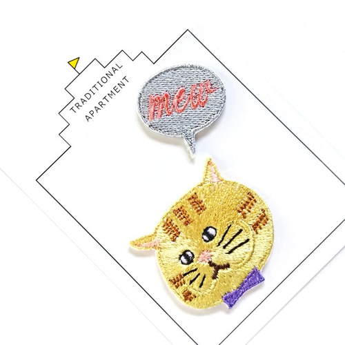 ○茶トラねこちゃん○2WAY 刺繍デコレーションステッカー ○茶トラねこちゃん○2WAY 刺繍デコレーションステッカー