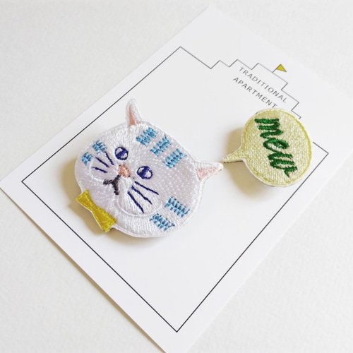 ○新種トラねこちゃん○刺繍ブローチ ブローチ トラディショナル