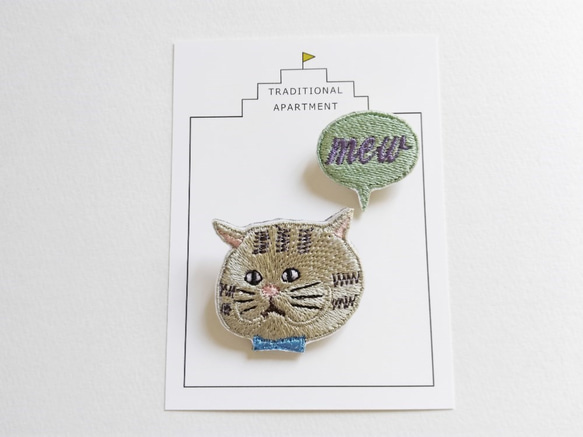 ●サバトラねこちゃん●刺繍ブローチ 1枚目の画像