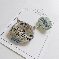 ●サバトラねこちゃん●刺繍ブローチ 3枚目の画像