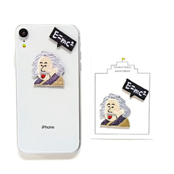 ●アインシュタイン Einstein●２WAY 刺繍デコレーションステッカー＆アイロンワッペン アップリケ 3枚目の画像