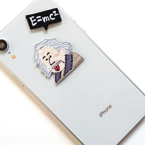 ●アインシュタイン Einstein●２WAY 刺繍デコレーションステッカー＆アイロンワッペン アップリケ 5枚目の画像