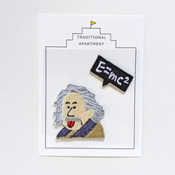 ●アインシュタイン Einstein●２WAY 刺繍デコレーションステッカー＆アイロンワッペン アップリケ 6枚目の画像