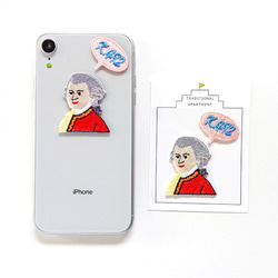 ●アマデウス・モーツァルト Mozart ●２WAY 刺繍デコレーションステッカー＆アイロンワッペン アップリケ 3枚目の画像