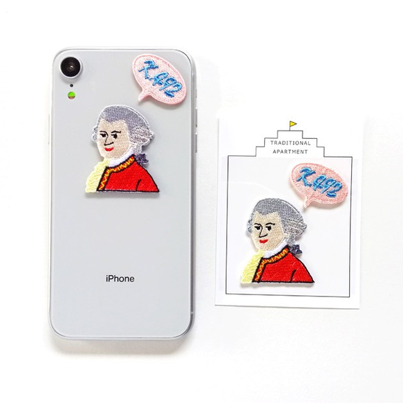 ●アマデウス・モーツァルト Mozart ●２WAY 刺繍デコレーションステッカー＆アイロンワッペン アップリケ 3枚目の画像