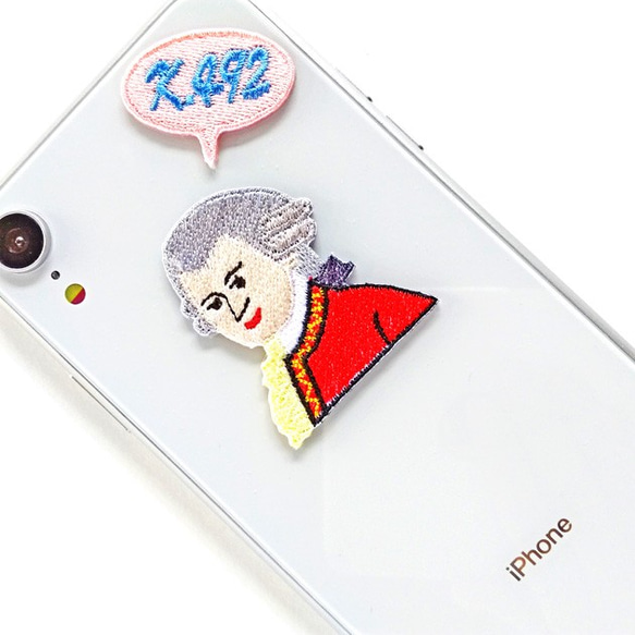 ●アマデウス・モーツァルト Mozart ●２WAY 刺繍デコレーションステッカー＆アイロンワッペン アップリケ 1枚目の画像