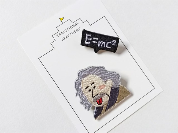 ●アインシュタイン Einstein●刺繍ブローチ 3枚目の画像