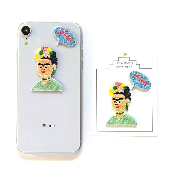 ●フリーダ・カーロ●Frida Kahlo●２WAY 刺繍デコレーションステッカー＆アイロンワッペン アップリケ スマホ 3枚目の画像