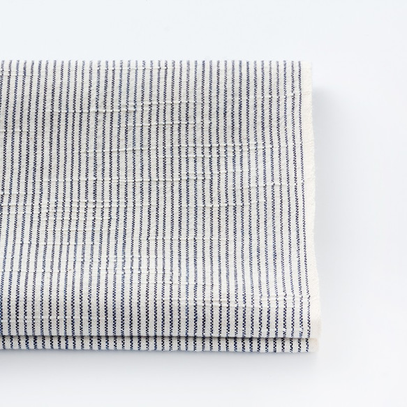 松阪木綿　白×藍染縞 2枚目の画像