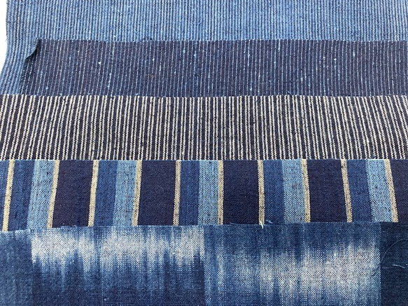 備後絣　藍染はぎれセット(10枚) 大滝絣 2枚目の画像