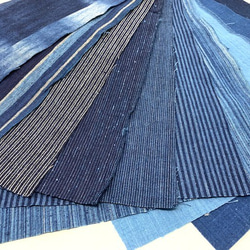 備後絣　藍染はぎれセット(10枚) 大滝絣 4枚目の画像