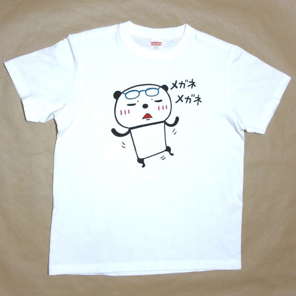 メガネメガネパンダＴシャツ（ライトグレー） 2枚目の画像