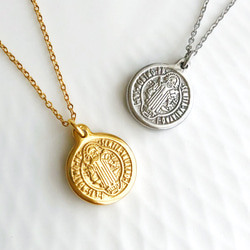 金属アレルギー対応　お守りコインネックレス　聖ベネディクト　メダイネックレス 1枚目の画像