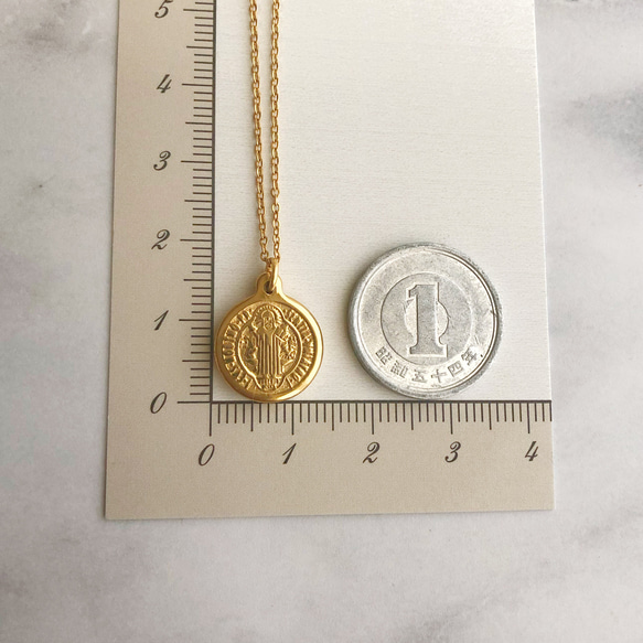 金属アレルギー対応　お守りコインネックレス　聖ベネディクト　メダイネックレス 3枚目の画像