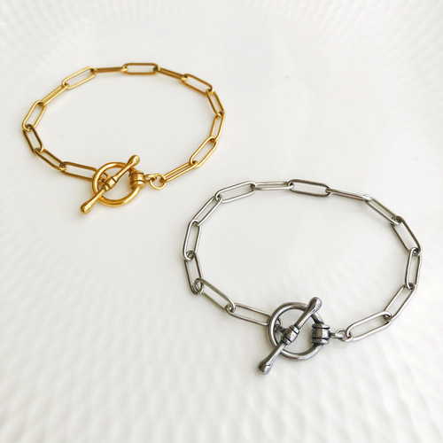 金属アレルギー対応 マンテルオーバルチェーンブレスレット サージカル