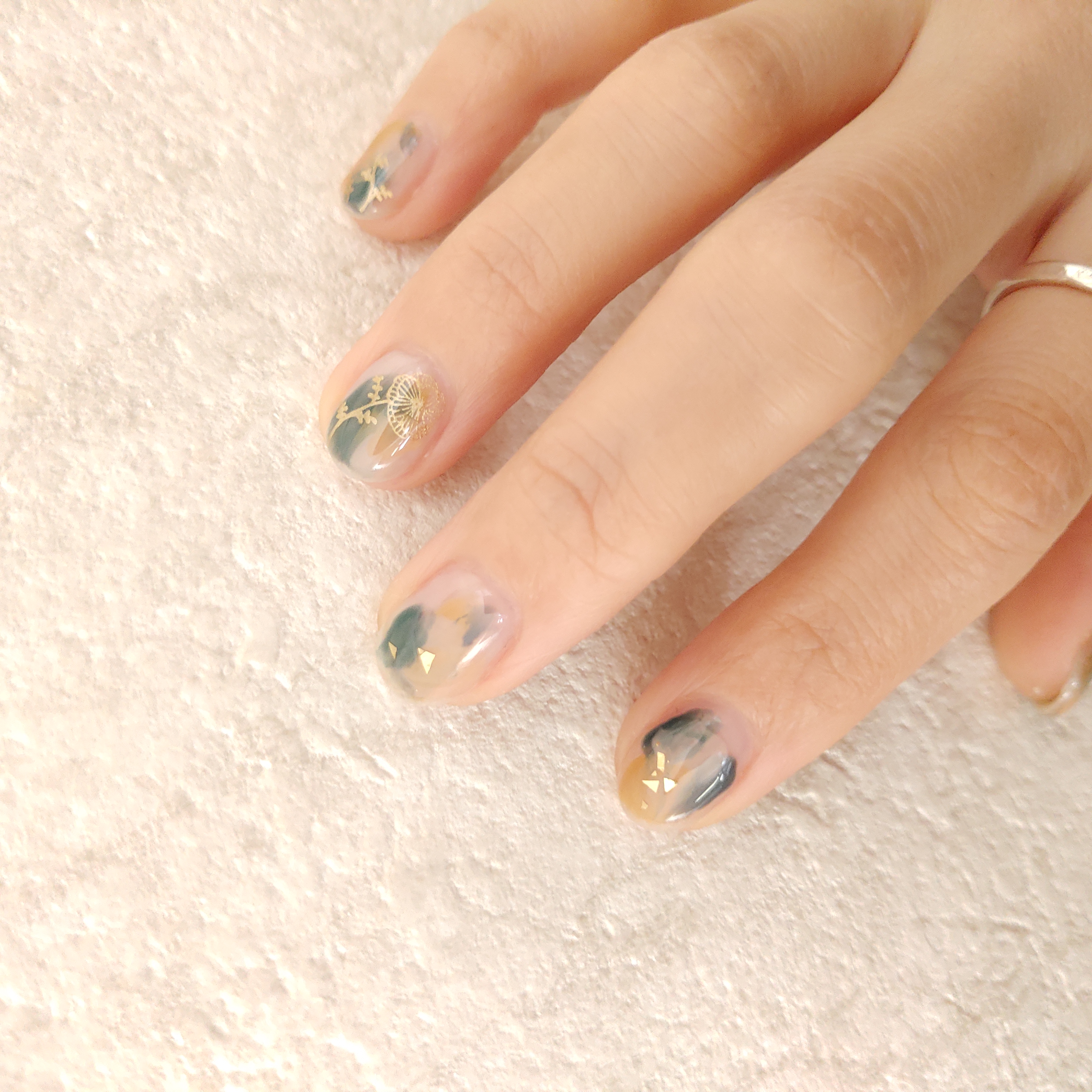 塗りかけネイル・くすみカラー ネイルチップ（つけ爪） しろくまnail