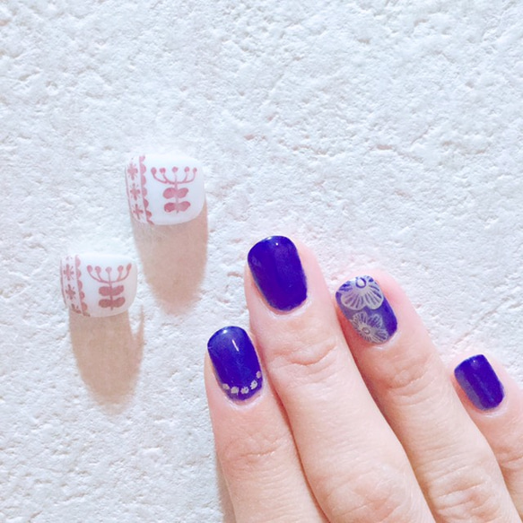 花柄ネイル《手足セット》 ネイルチップ（つけ爪） しろくまnail