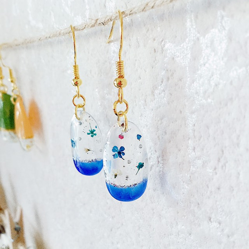 ネイルチップピアス【ブルー】 ピアス（フック・チェーン） しろくま