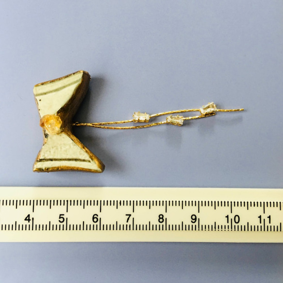 唐津燒陶瓷片 x Kintsugi 一隻耳朵 14KGF 耳環、耳環 （黃水晶） 第6張的照片