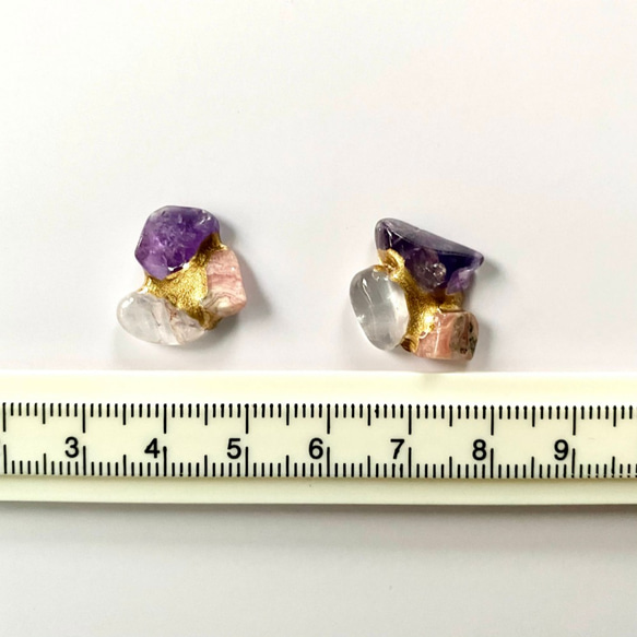 Kintsugi x 天然石耳環（紫水晶、印加玫瑰、Manikaran 水晶） 第4張的照片