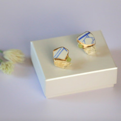 Kintsugi x 天然石鈦耳環（海陶、黃水晶、橄欖石） 第2張的照片