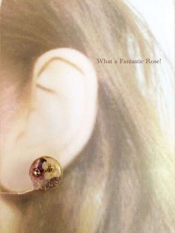 圓形耳環和耳環（壓花和紫色紫水晶） 第2張的照片