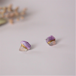 Kintsugi x Natural Stone Earrings 耳環（Charoite，Manikaran 水晶） 第7張的照片