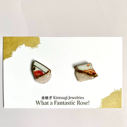 有田瓷器瓷片 Kintsugi 耳環、耳環/白瓷片、摩根石 第1張的照片