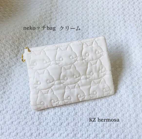 受注制作　nekoッチbag　nekosan クリーム 1枚目の画像