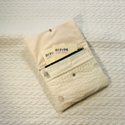 Mサイズ  scallop embroidery Korea  fabric 　母子手帳ケース　コリアファブリック　貝殻 4枚目の画像
