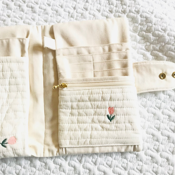 受注制作　Tulips Korea fabric 母子手帳ケース　Mサイズ シングルファスナーver.  イブル　ヌビ 4枚目の画像