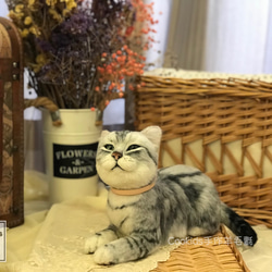 Cookids手作りウールフェルト現実的な全身植栽ウールモデル現実的なペットウールフェルトアメリカンショートヘア猫 3枚目の画像