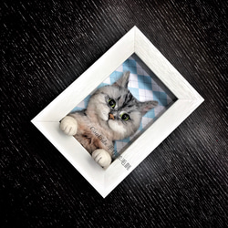 クッキー手作りウールフェルト想像上のペットウールは、シミュレーションペットの再制作ペットスーパー真実の猫ステレオフォトフレームを 1枚目の画像