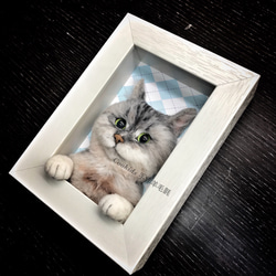 クッキー手作りウールフェルト想像上のペットウールは、シミュレーションペットの再制作ペットスーパー真実の猫ステレオフォトフレームを 4枚目の画像