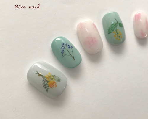 ♡涼しげドライフラワー♡ ネイルチップ　ハンドメイド 0_4e4f990e0cfc1224d36bf99fb841