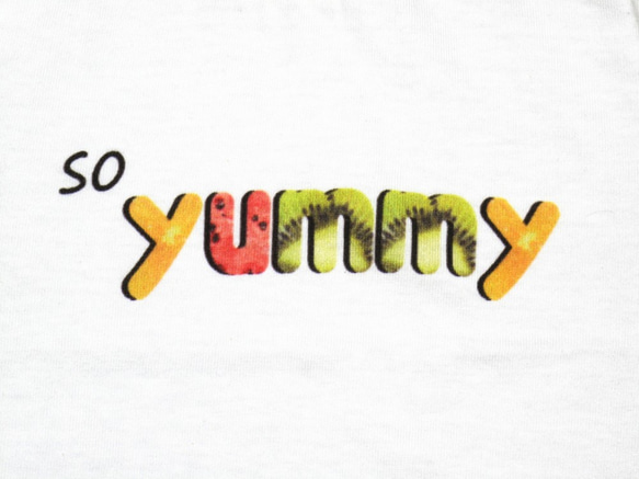 「１３０サイズ　soyummy ロゴT」　子供服、cotton100、プリントT、食べ物プリント、白T　 3枚目の画像