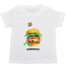 「１３０サイズ　soyummy ハンバーガー」　子供服、cotton100、プリントT、食べ物プリント、白T　 1枚目の画像
