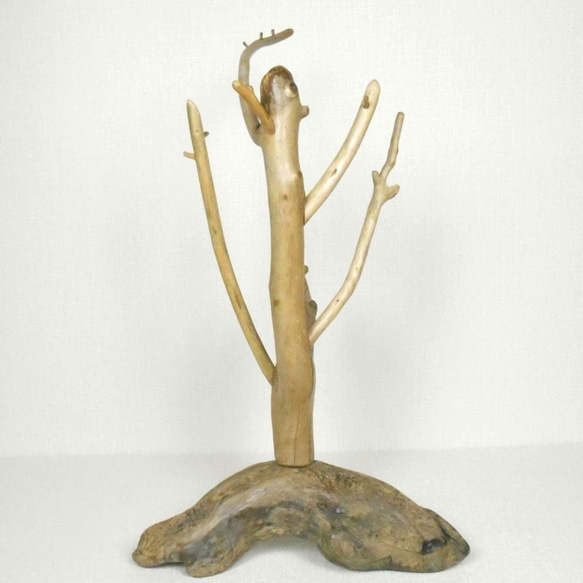 【温泉流木】美しいツリーと変形流木のフックスタンドオブジェ002木の妖精 アクセサリースタンド 流木インテリア 3枚目の画像