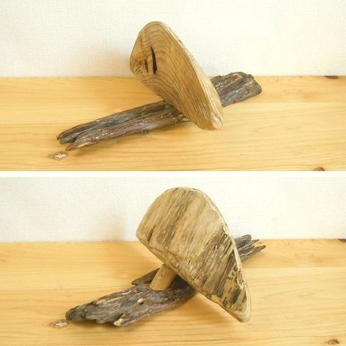 温泉流木】木の皮の流木にサルノコシカケ風丸太の花台ラック001 壁掛け