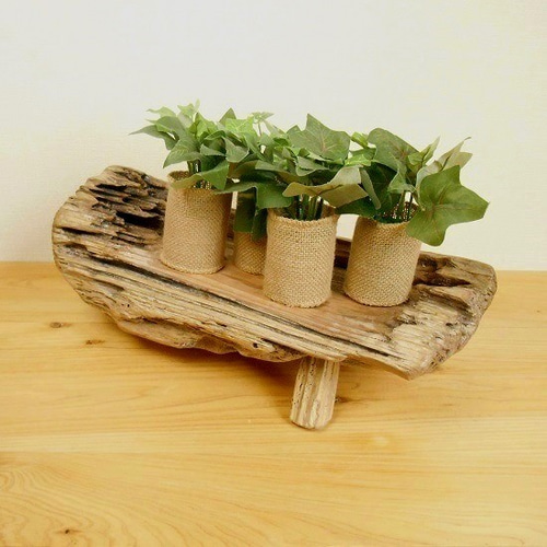 温泉流木】ささくれ割れ丸太の美しい花台スタンド もの置台 流木