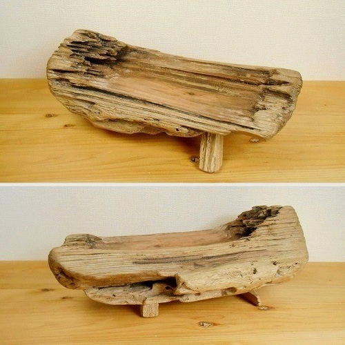 温泉流木】ささくれ割れ丸太の美しい花台スタンド もの置台 流木