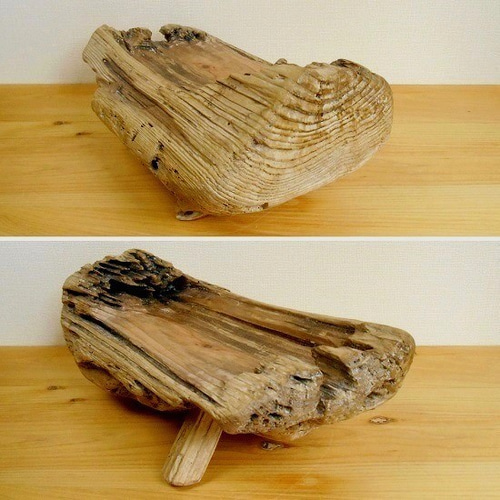 温泉流木】ささくれ割れ丸太の美しい花台スタンド もの置台 流木