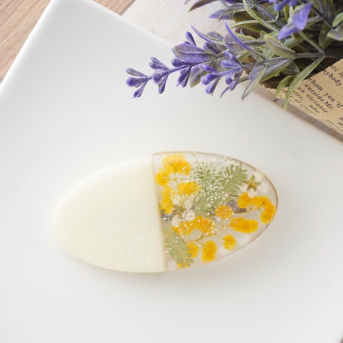 ミモザ 押し花 ヘアクリップ 押し花】2色カラーミモザヘアクリップ ヘアクリップ・バナナクリップ