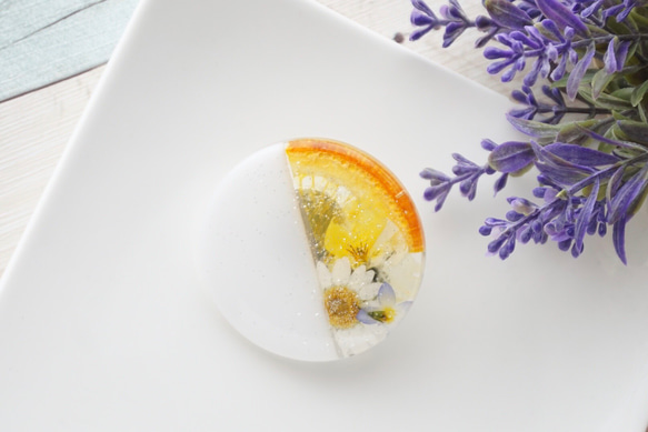 オレンジのポニーフック(ミニ)#押しフルーツ#ドライフラワー