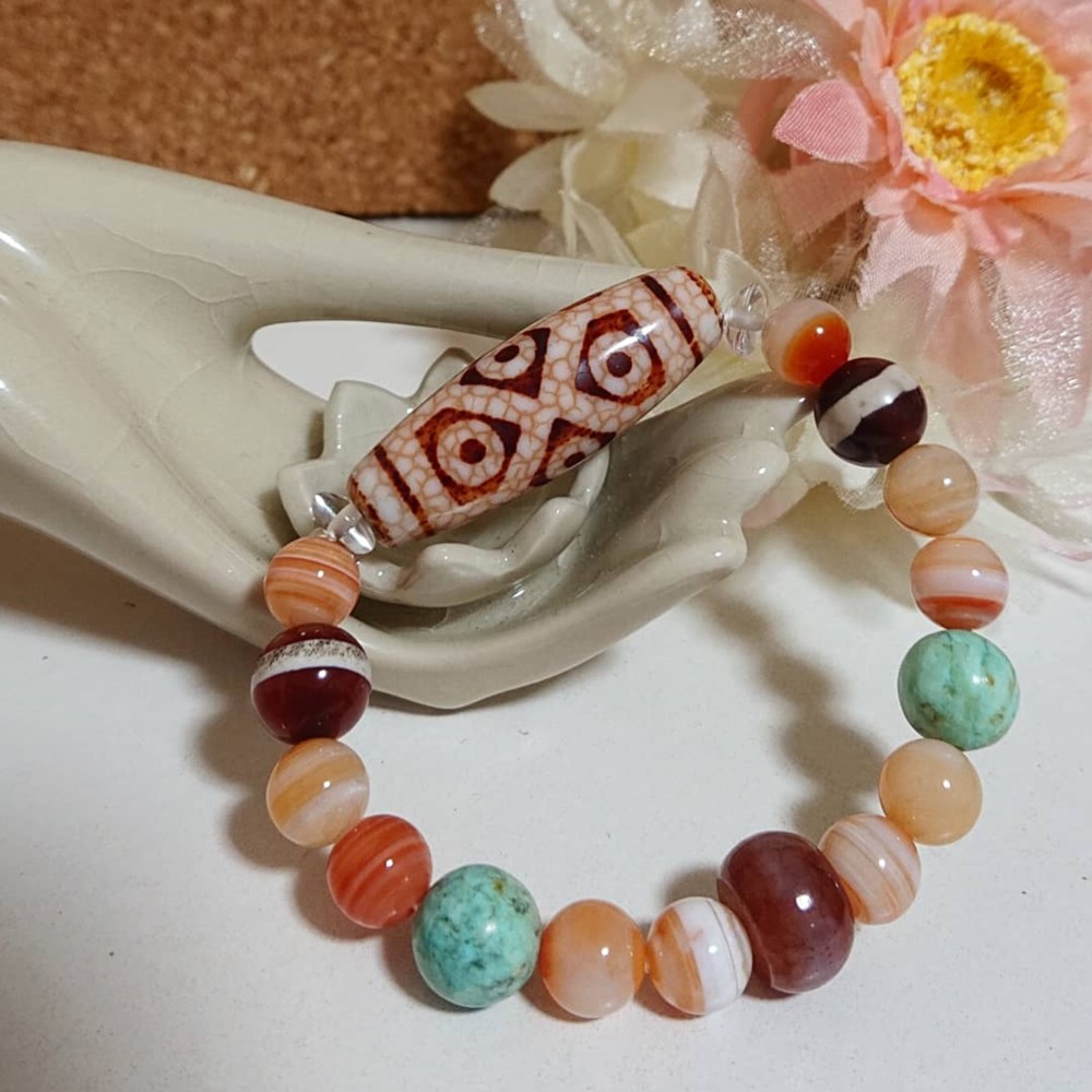 龍紋 亀甲九眼天珠 ブレスレット ブレスレット coco 通販｜Creema  