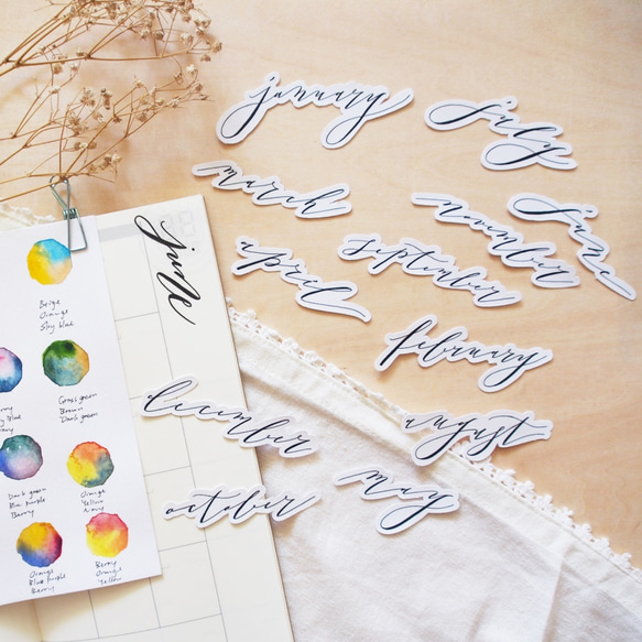 Mstandforc Calligraphy Month Stickers (12 pcs) 1枚目の画像