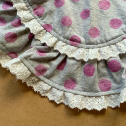 Dogwear RSH 5可愛的棉質花邊希瑟灰色x粉色圓點連衣裙 第5張的照片