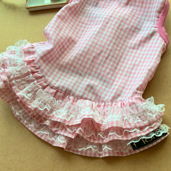 RSH3 格子格子連衣裙 粉色 免費送貨 第4張的照片