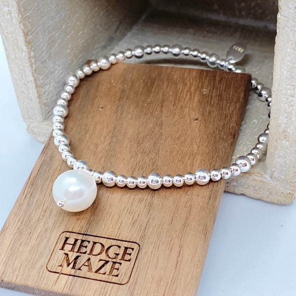 Raindrop Fresh Water Pearl Silver 925 Bracelet (H200156-BSL) 第2張的照片